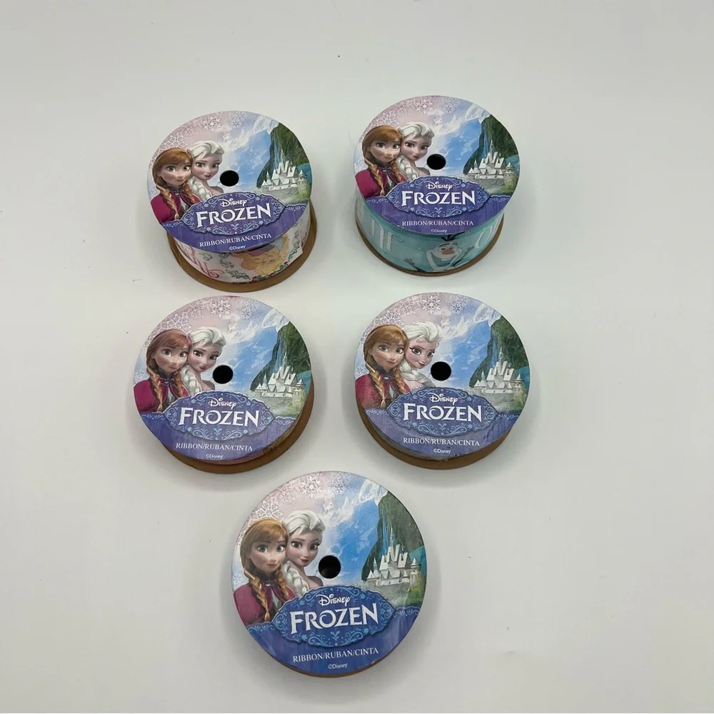 NWT Disney Frozen Ribbon Lot of 5 Olaf Anna Elsa‎ Craft Gift Wrap 7/8